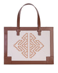 Gabrielle Tan Leather And Embroidered Canvas Hand &