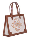 Gabrielle Tan Leather And Embroidered Canvas Hand &