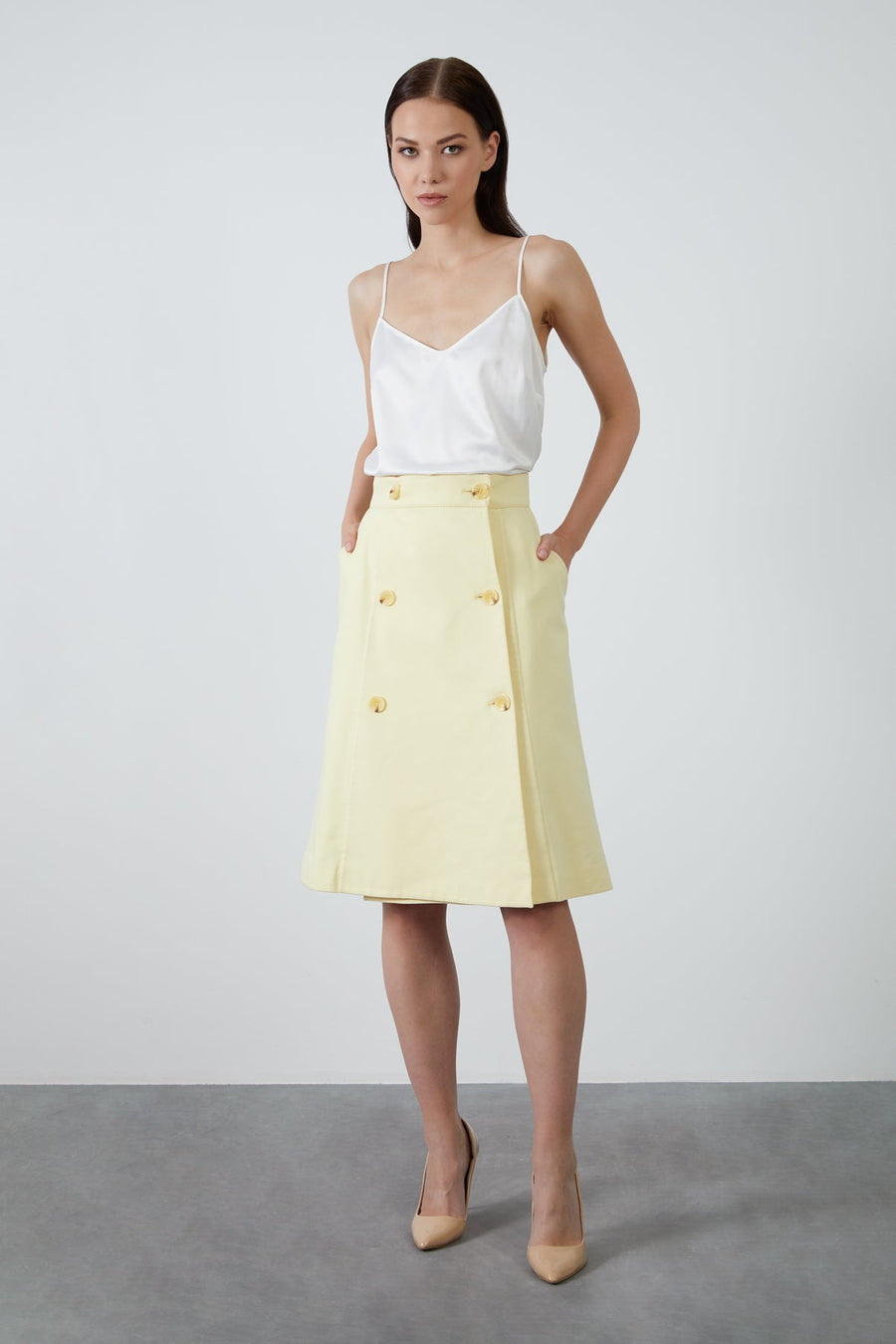 Double-breasted Closure Bone Button Skirt | Porterist