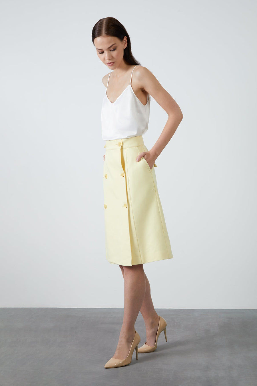 Double-breasted Closure Bone Button Skirt | Porterist