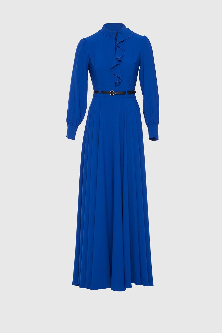 Navy Blue Long Dress With Belt Detail | Porterist