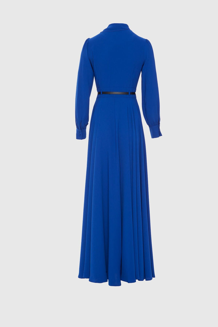 Navy Blue Long Dress With Belt Detail | Porterist