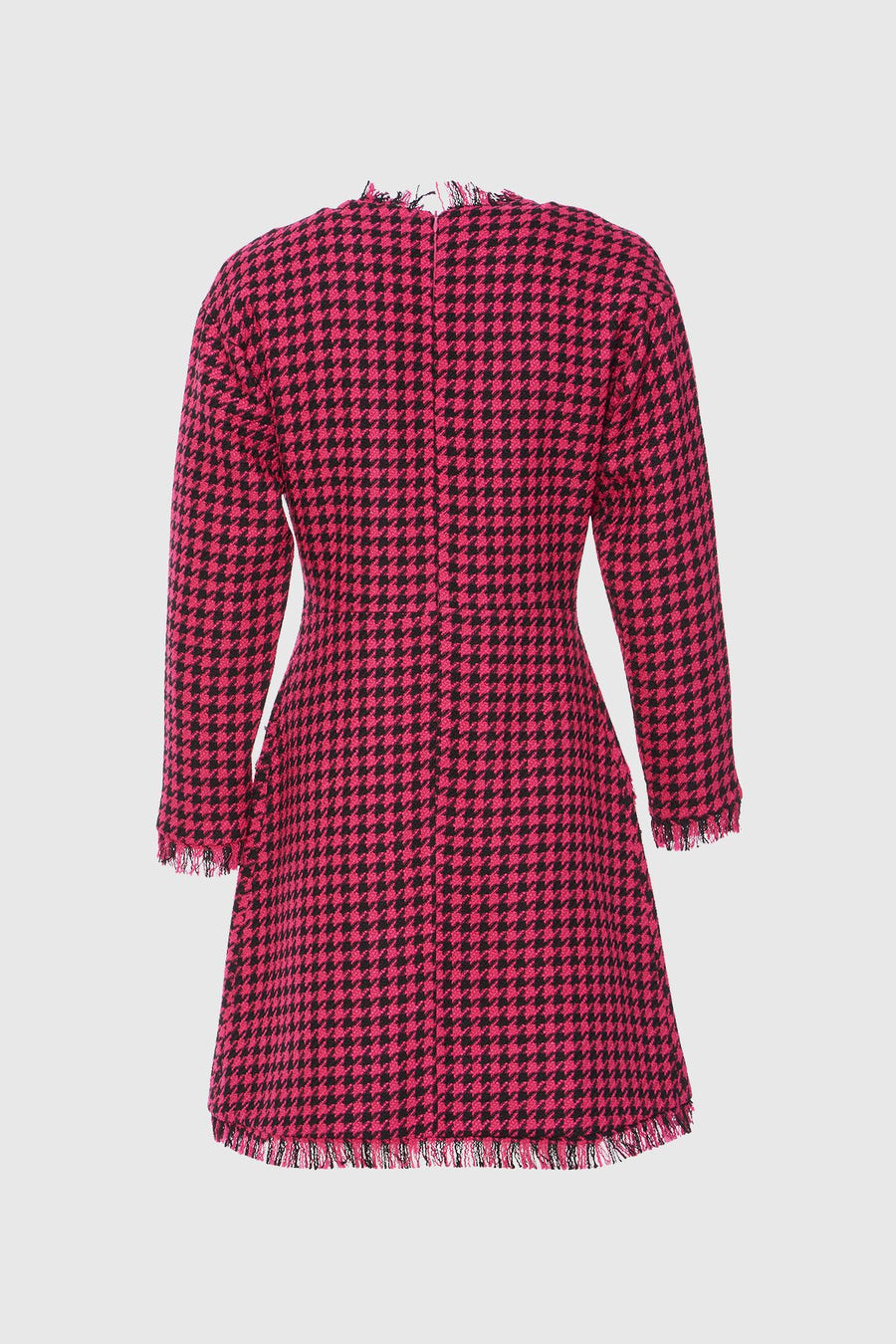 Two Pocket Tweed Pink Dress With Crowbar Pattern | Porterist