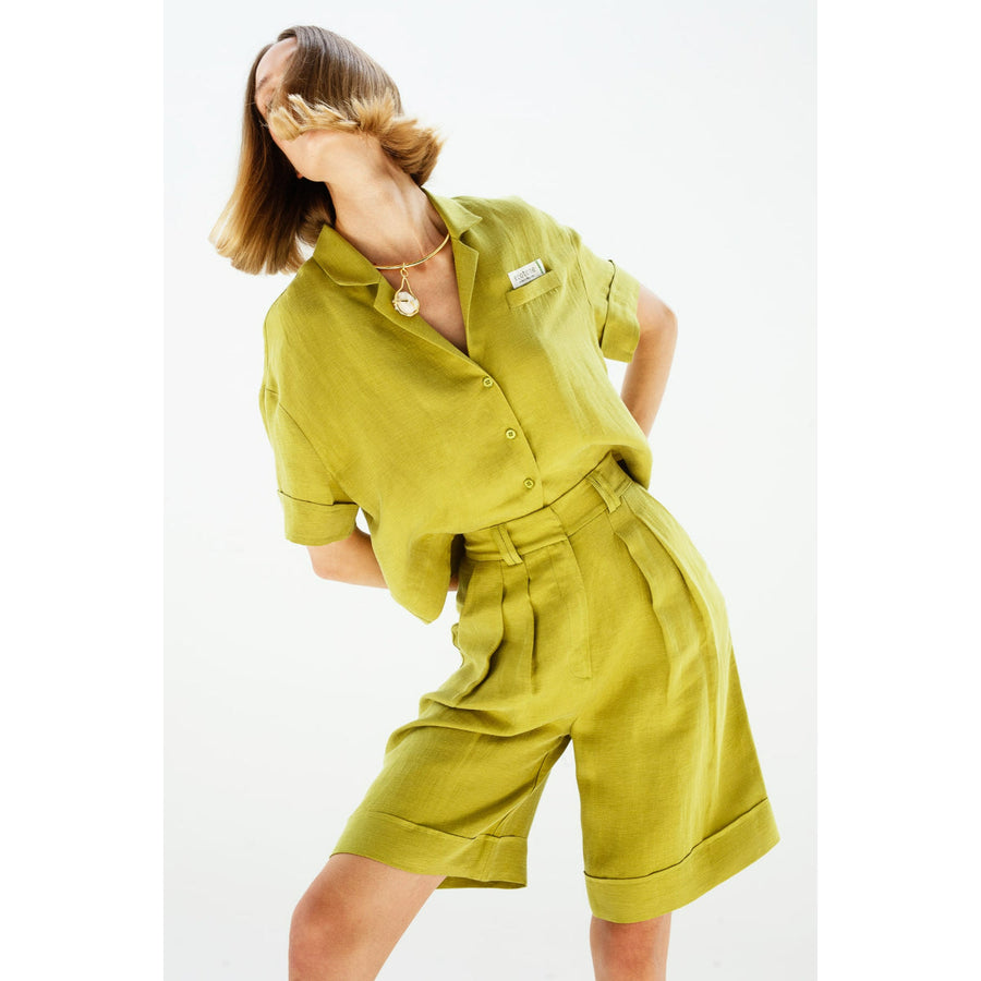 Green Roji Linen-silk Shirt | Porterist
