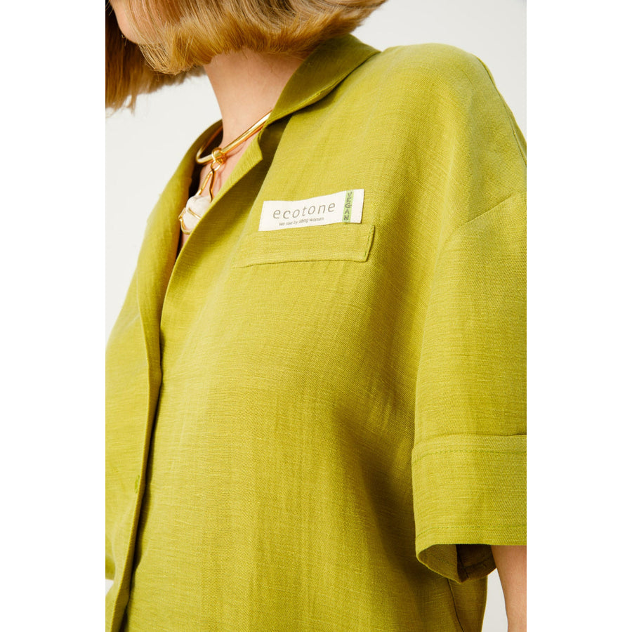 Green Roji Linen-silk Shirt | Porterist