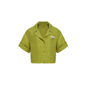 Green Roji Linen - silk Shirt | Porterist
