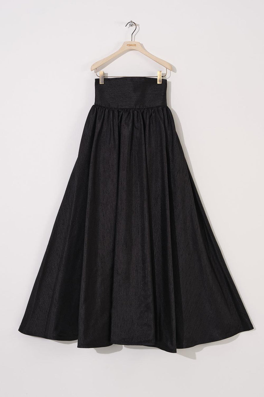 Black Rose Patterned High Waist Corsage Long Flared Skirt Fınal Item - Porterist 1