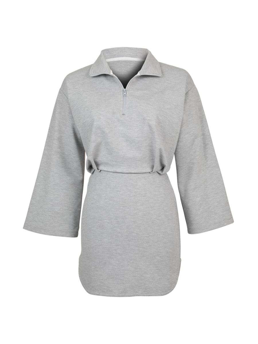 Half Zipper Sweatshirt Gray Mini Dress