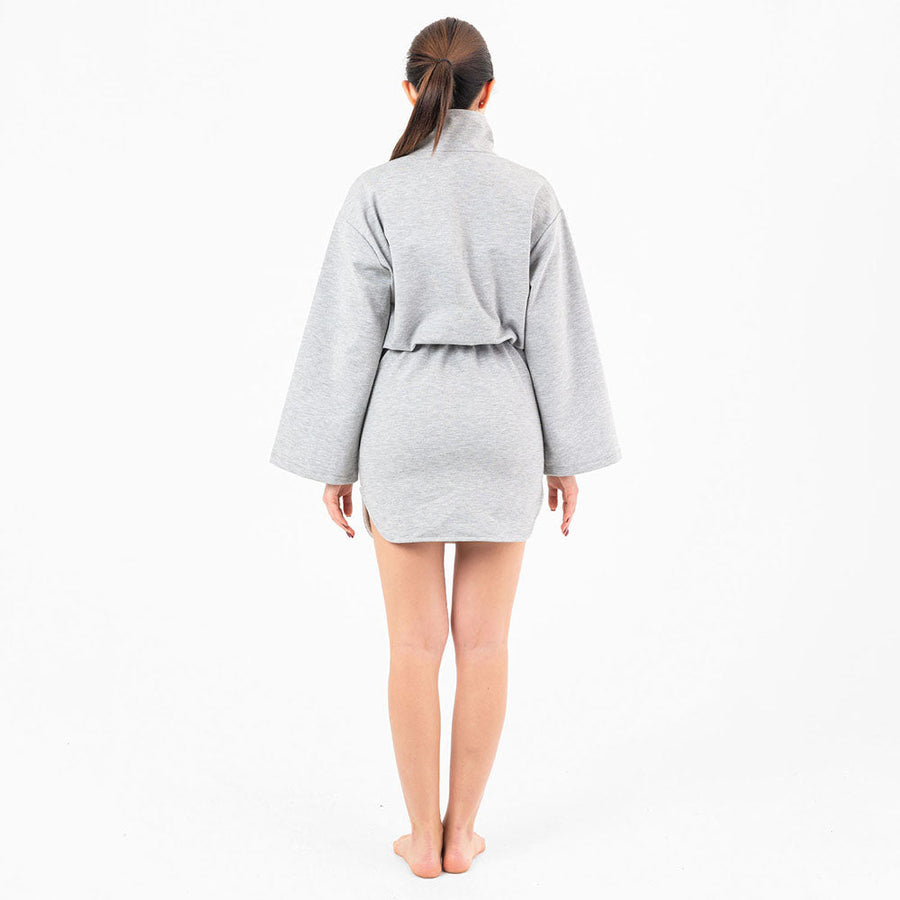 Half Zipper Sweatshirt Gray Mini Dress | Porterist