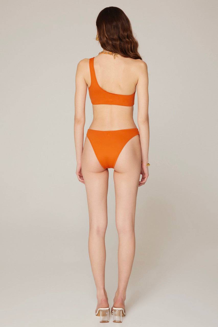 Auretta ECONYL® Single Shoulder Brazilian Bikini Set Orange