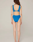 Eve ECONYL® V-neck Bowknot Swimsuit Blue