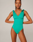 Eve ECONYL® V-neck Bowknot Swimsuit Green