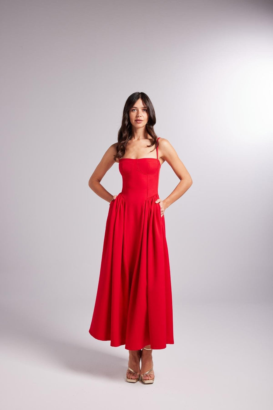 Bridged Red Long Dress | Porterist