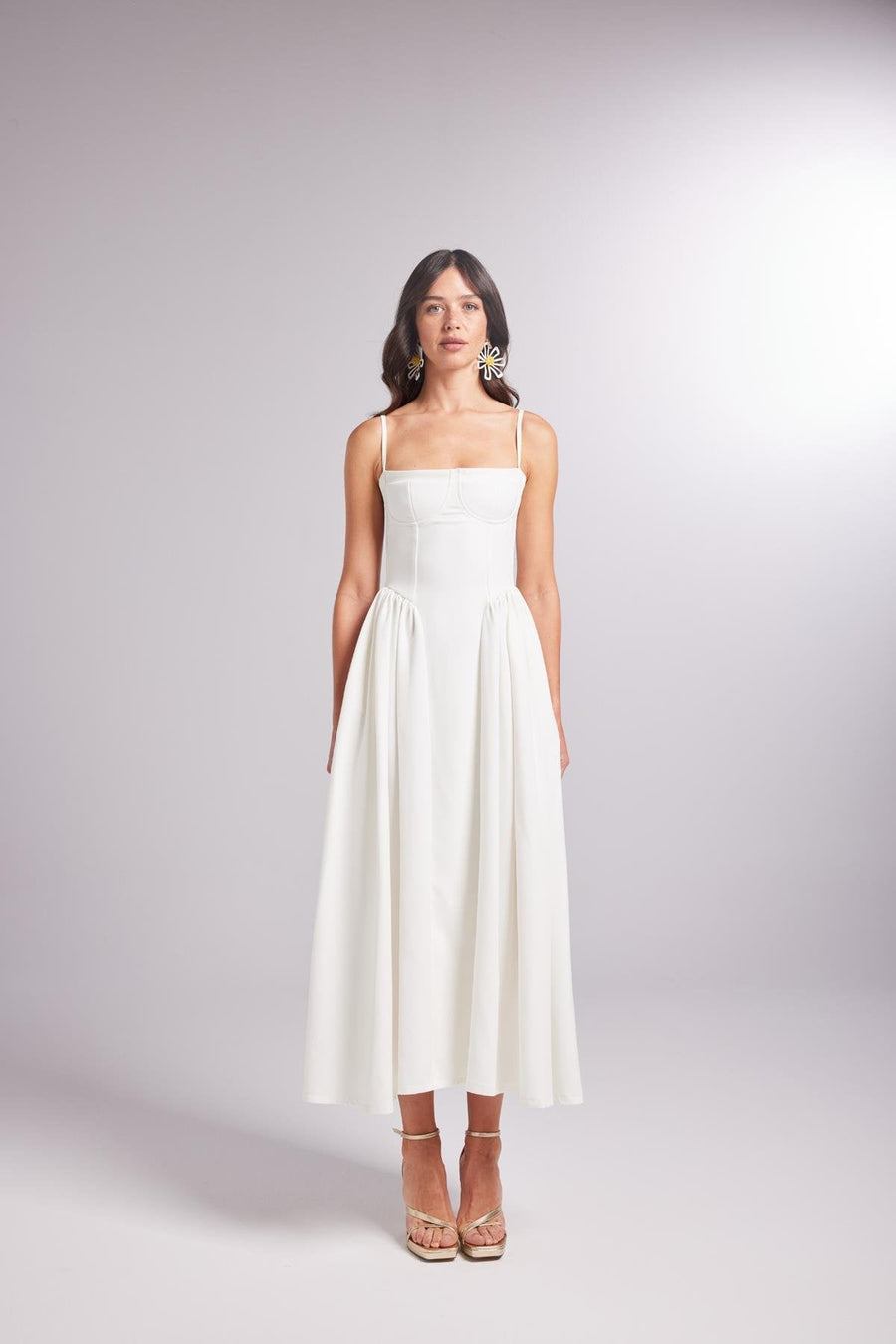 Bridged White Long Dress | Porterist
