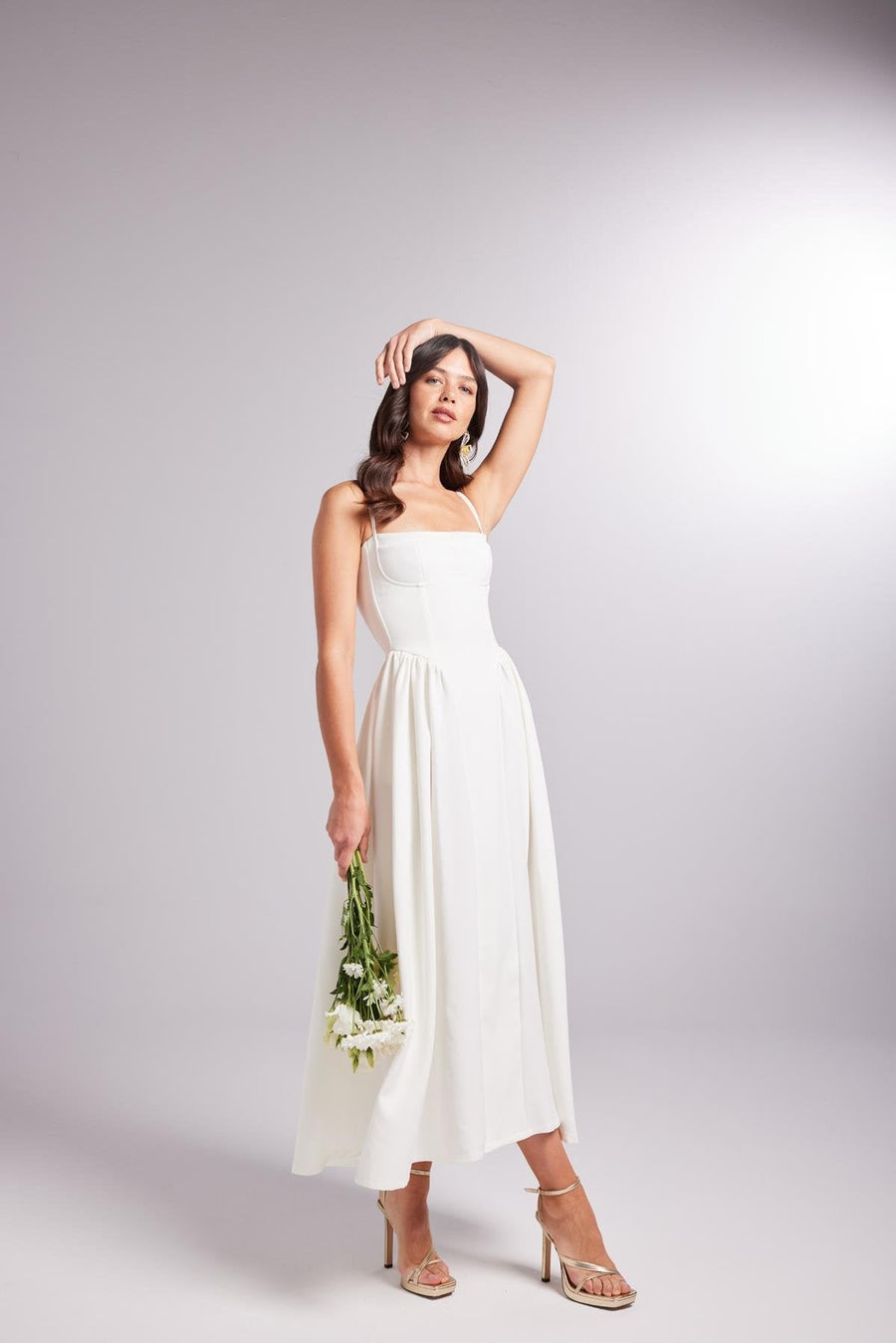 Bridged White Long Dress | Porterist