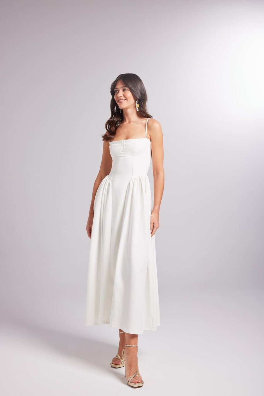 Bridged White Long Dress | Porterist