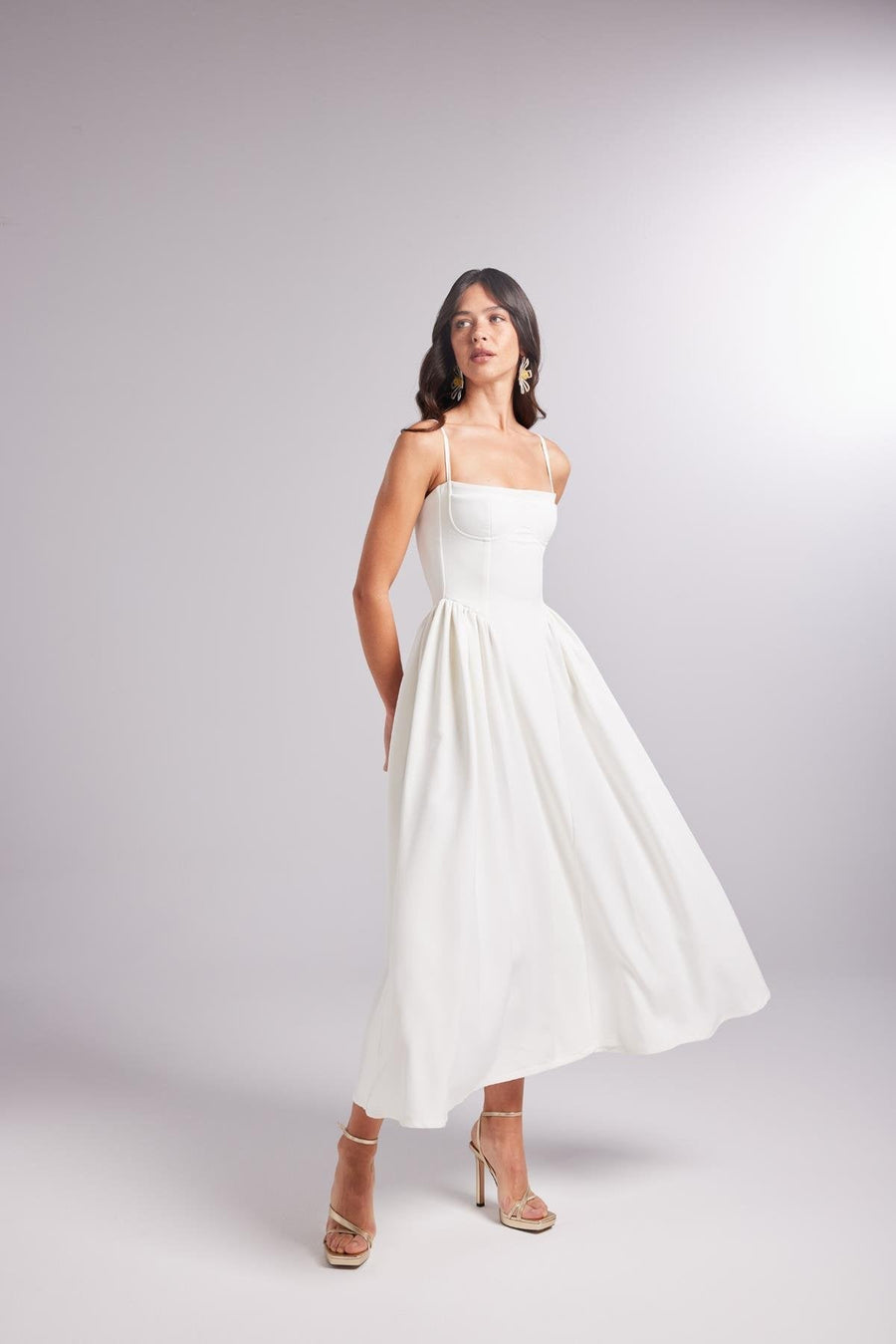 Bridged White Long Dress | Porterist