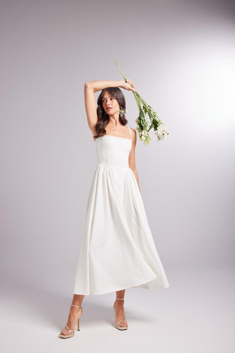 Bridged White Long Dress | Porterist