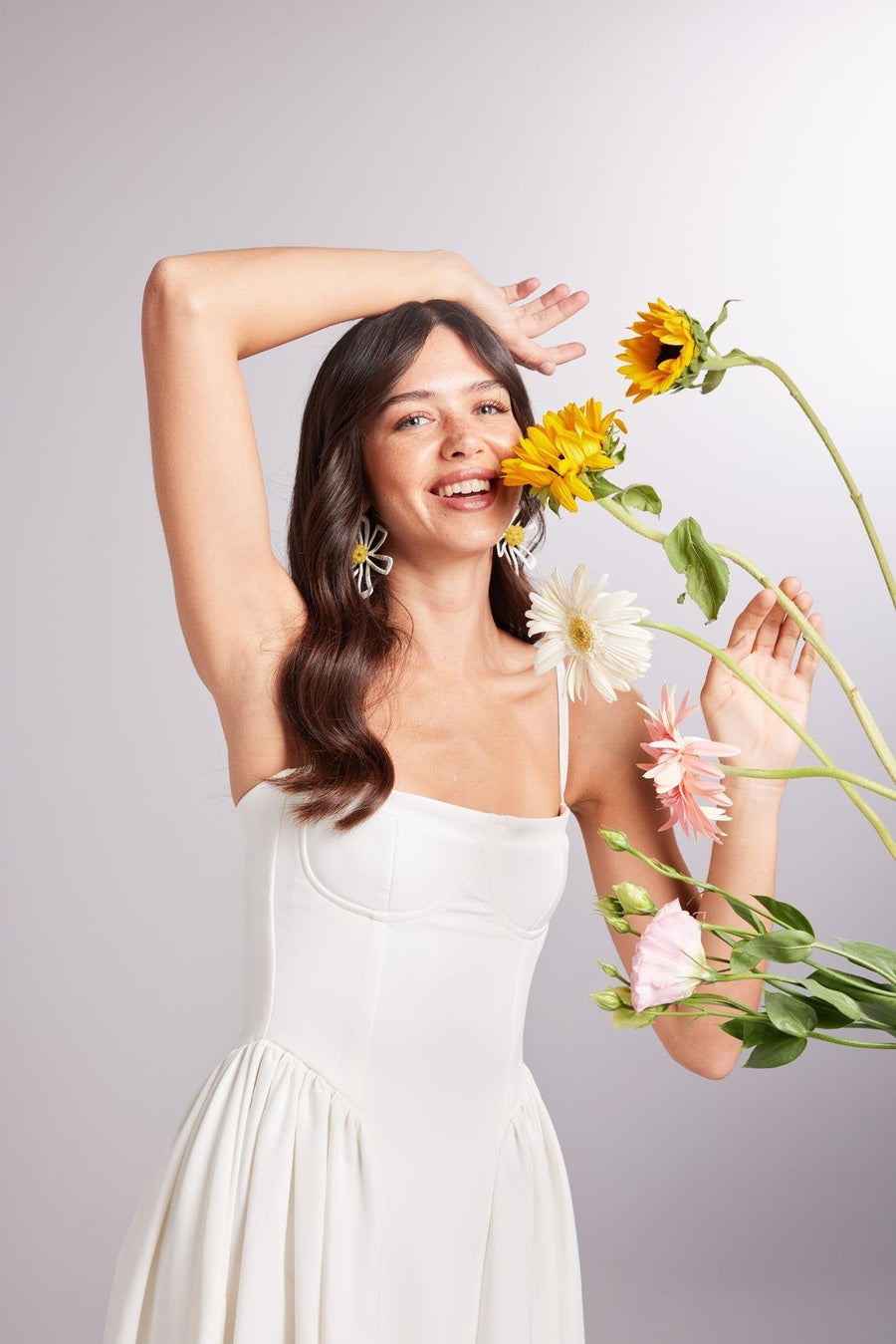 Bridged White Long Dress | Porterist