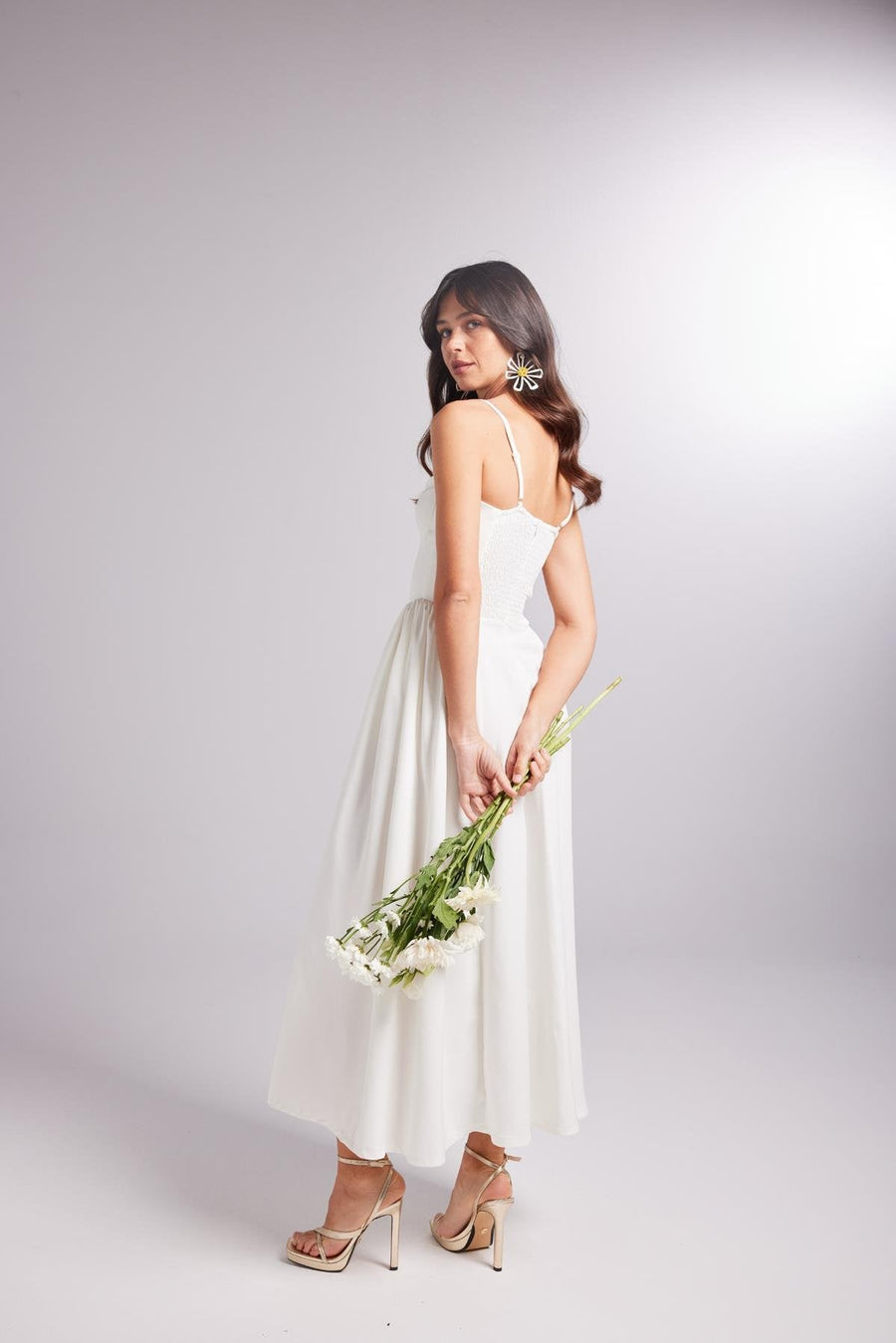 Bridged White Long Dress | Porterist