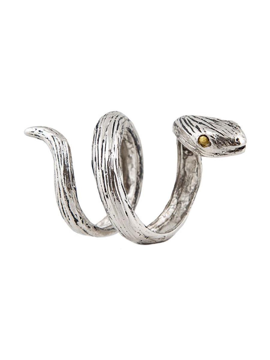 Two Stone Snake Ring - Silver