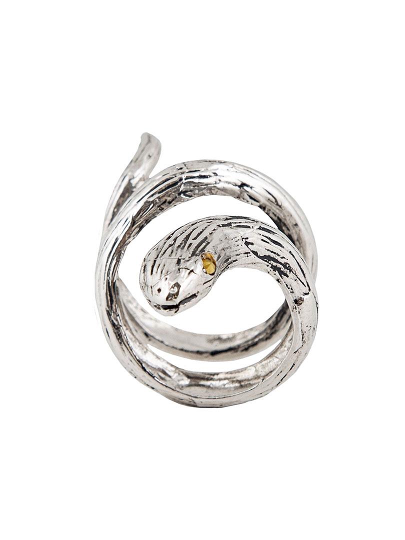 Two Stone Snake Ring - Silver