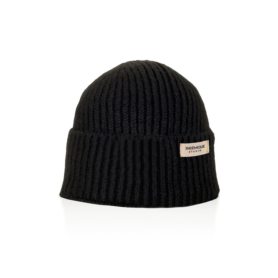 Warmy Wool Blend Black Beanie