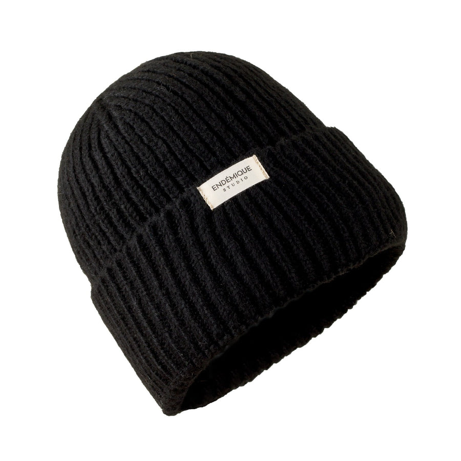 Warmy Wool Blend Black Beanie