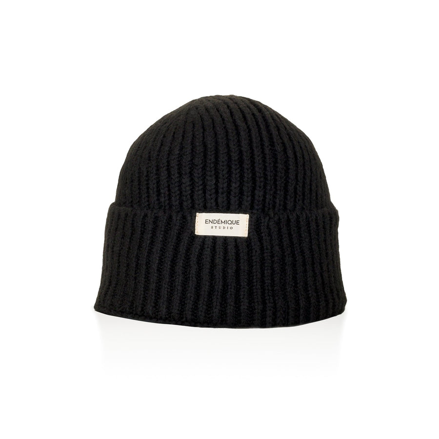 Warmy Wool Blend Black Beanie