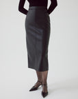 Exquise  Eco Leather Slimfit Black Skirt - Porterist 4