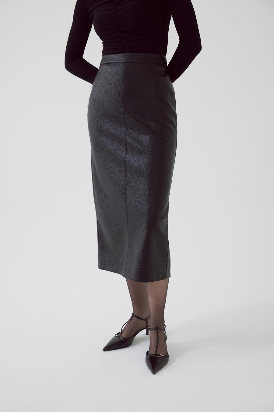 Exquise  Eco Leather Slimfit Black Skirt - Porterist 4