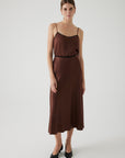 Exquise  Satin Midi Brown Skirt - Porterist 1