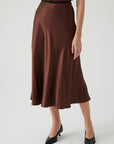 Exquise  Satin Midi Brown Skirt - Porterist 2