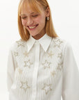 Exquise Star Motif Handcrafted Bone Cotton Shirt  - Porterist 1