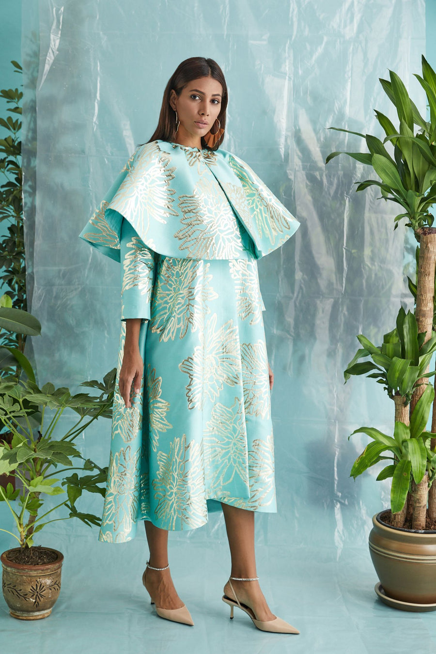 Green Flounce Demountable Collar Kaftan | Porterist