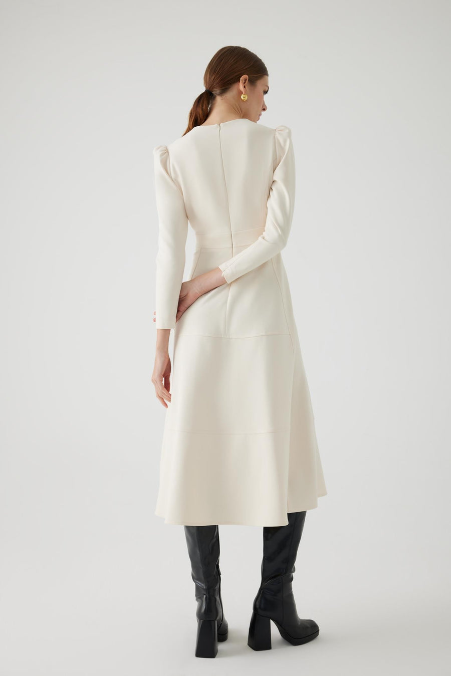 Exquise  CrewNeck Slit Regular Bone Dress - Porterist 2