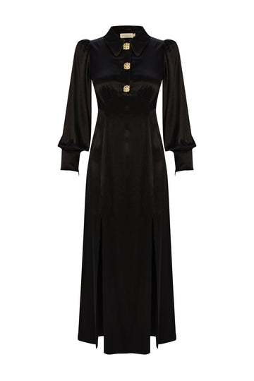 Exquise Black Slit Long Dress  - Porterist 1