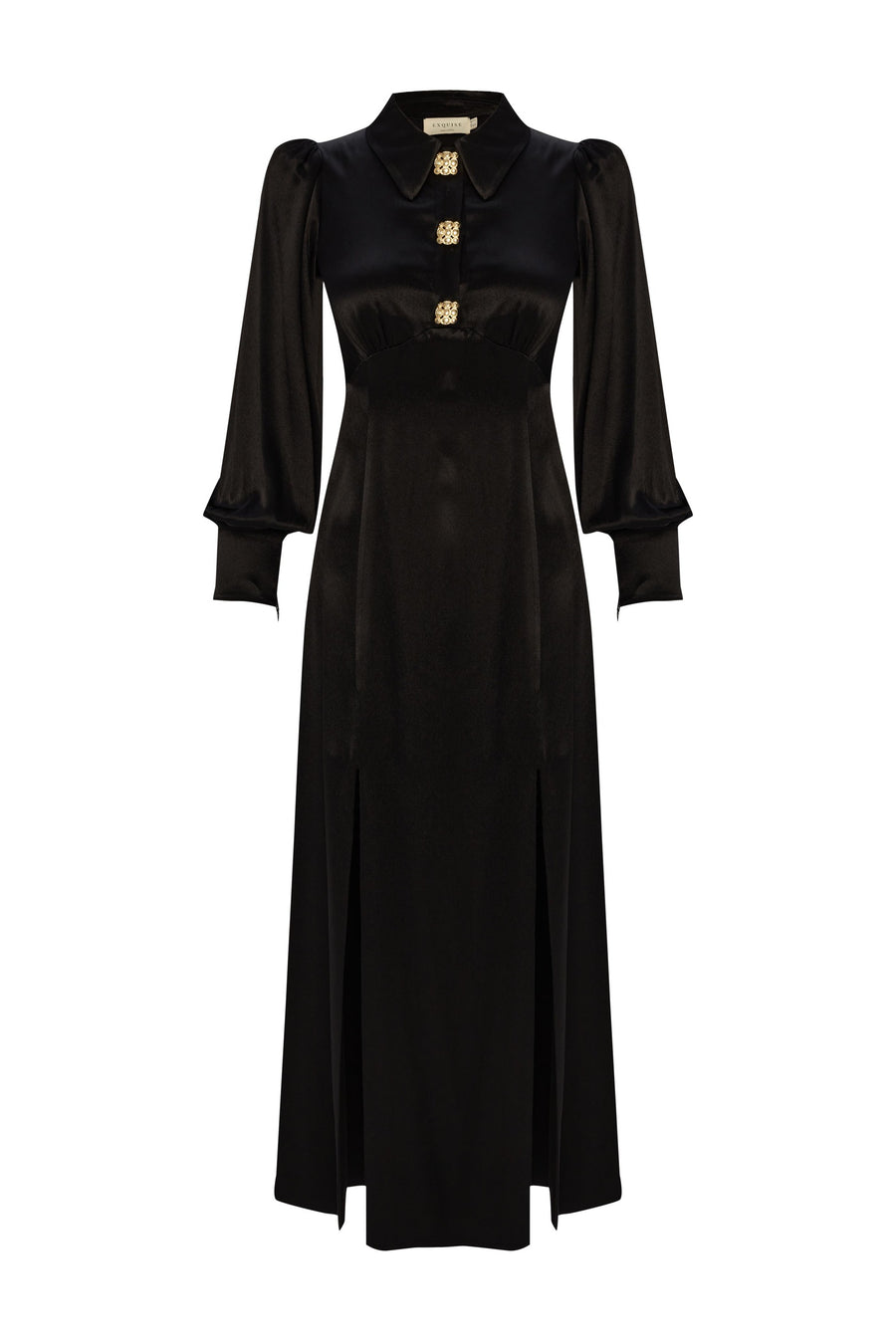 Exquise Black Slit Long Dress  - Porterist 1