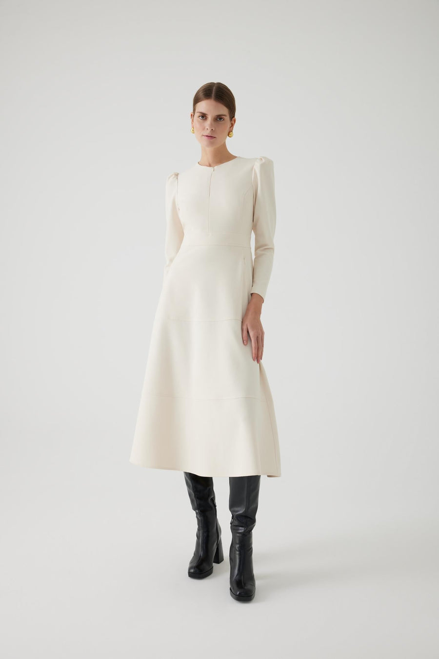 Exquise  CrewNeck Slit Regular Bone Dress - Porterist 1