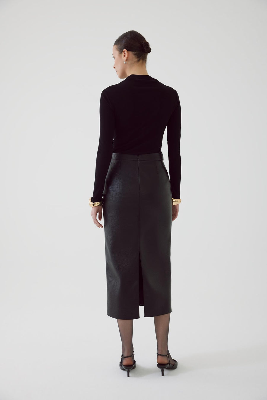 Exquise  Eco Leather Slimfit Black Skirt - Porterist 2