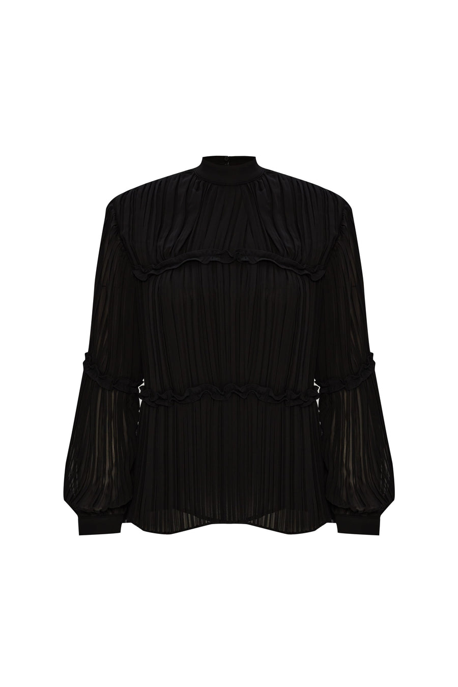 Exquise Black Pleated Detailed Blouse  - Porterist 1