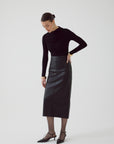 Exquise  Eco Leather Slimfit Black Skirt - Porterist 3