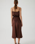 Exquise  Satin Midi Brown Skirt - Porterist 3