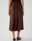 Exquise  Satin Midi Brown Skirt - Porterist 4