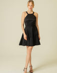 RUE Les Createurs Black Short Dress with Thin Straps & Pockets - Porterist 1