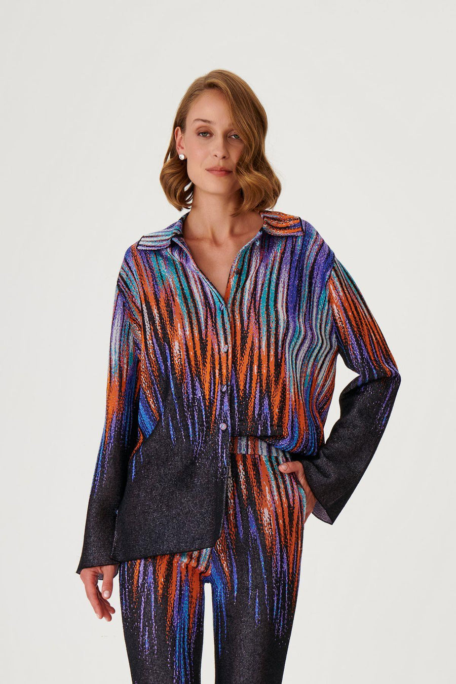 Jacquard Patterned Multi Knit Shirt Fınal Item - Porterist 1
