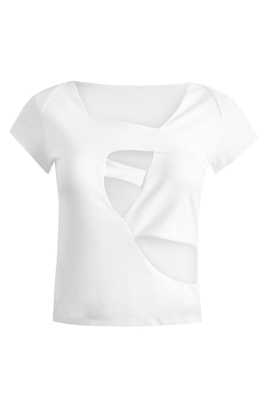 Assymetric Cut Out White T-Shirt