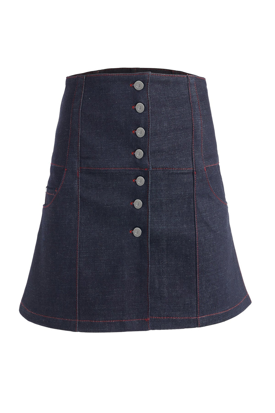 Chaby Blue Button Detail Mini Skirt