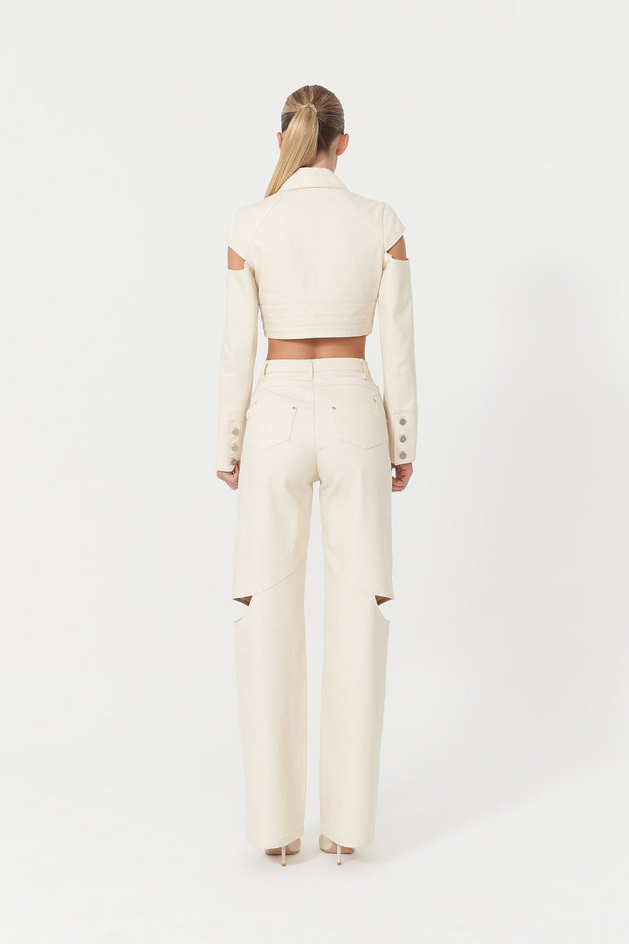 Chaby Cut Out Shoulder Ivory Jacket