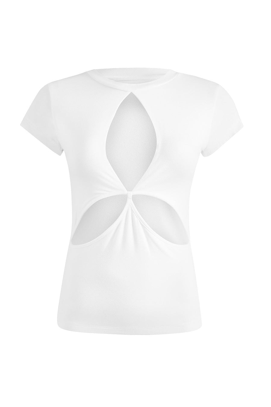 Cut Out Detailed  White Basic T-Shirt